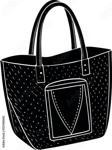 Vegan Leather Tote With Large Pocket Shallotte On White Background