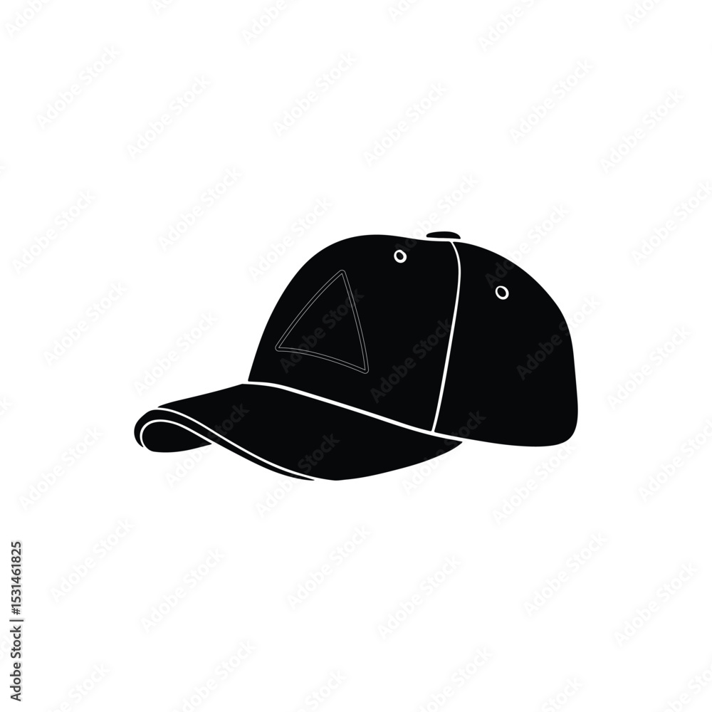Fototapeta premium Side View of a Black Baseball Cap Silhouette with Stitch Details