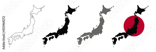 Japan map vector set.