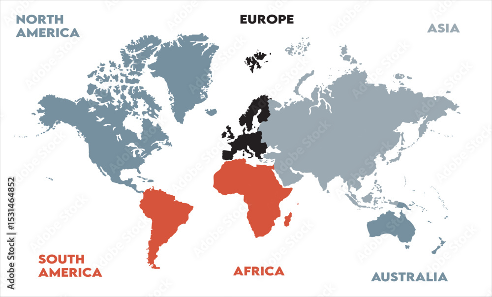 Fototapeta premium Economic map-14, modern world map graphic, Countries Silhouettes Stock Illustrations, Vectors