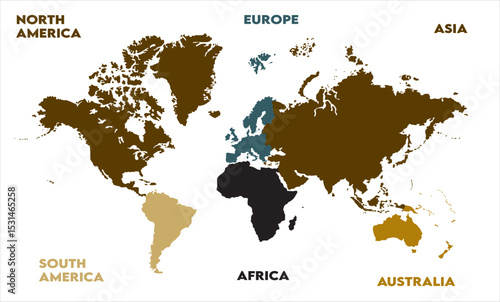 Global map-06, modern world map graphic, Countries Silhouettes Stock Illustrations, Vectors