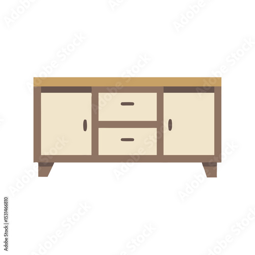 Vector illustration of sideboard, isolated on white background