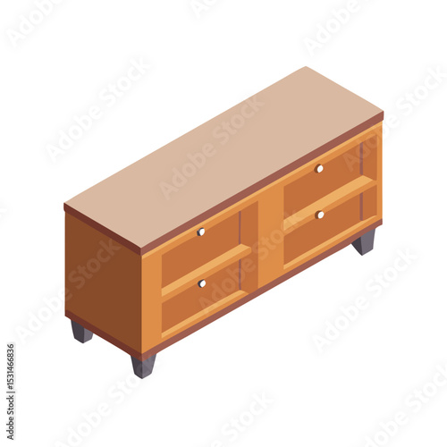 Vector illustration of sideboard, isolated on white background