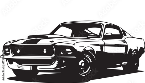 Mustang car black vector  art.eps