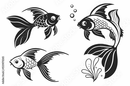 set of aquarium fishes