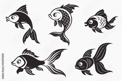vector set of fish