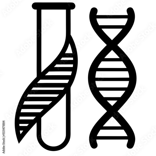 DNA helix and test tube silhouette