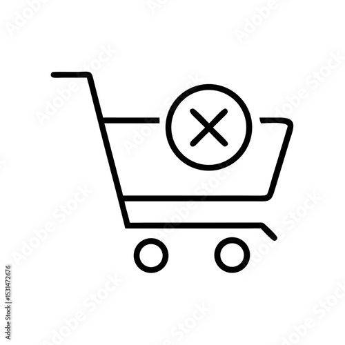 Shopping cart icon with a removal symbol indicating deletion  