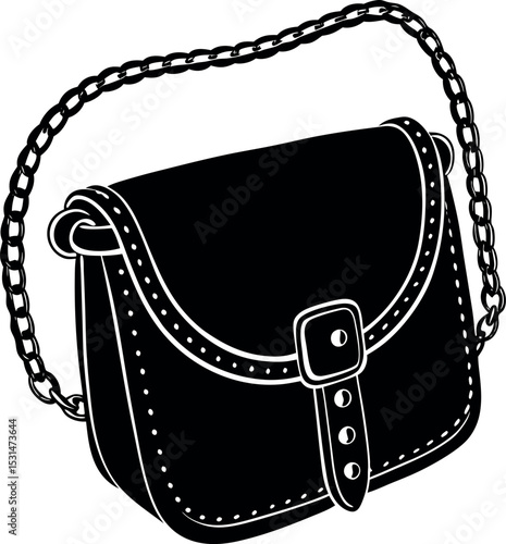 Leather Crossbody Bag With Metal Chain Shallotte On White Background