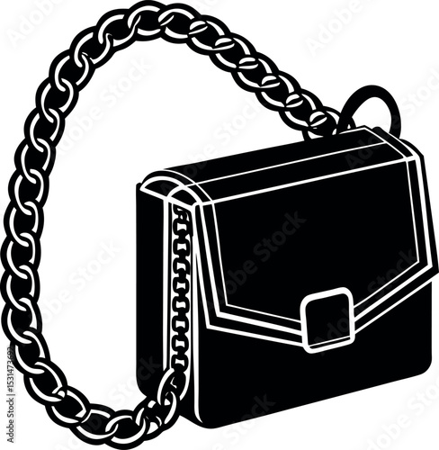 Luxury Chain Crossbody With Box Shape Shallotte On White Background