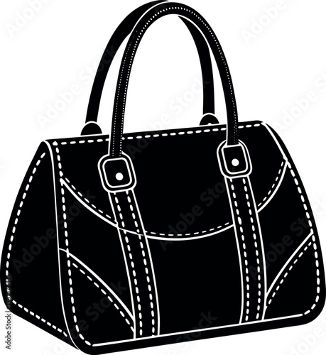 Handbag With Contrast Stitching Design Shallotte On White Background