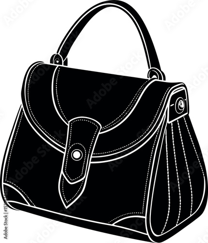 Handbag With Curved Flap Closure Shallotte On White Background