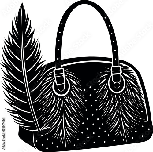 Handbag With Feather Detail Shallotte On White Background