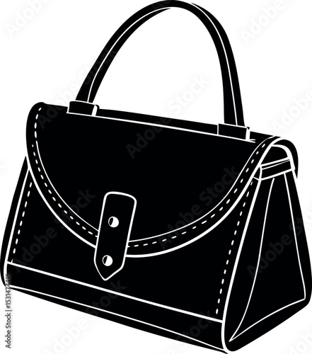 Handbag With Fold Over Magnetic Flap Shallotte On White Background