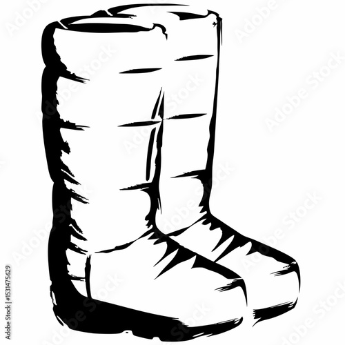 Padded winter boots in monochrome design for cold weather  