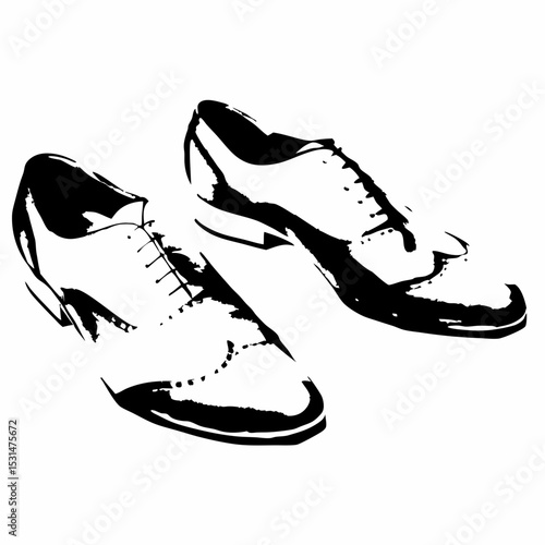Classic black and white dress shoes with wingtip design  