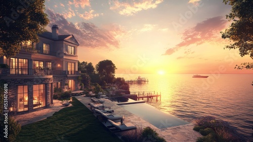 A villa in the Hamptons, New York, drawing inspiration from the Mediterranean, features a sprawling garden and private beach access