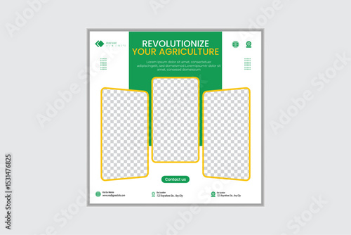Lawn and gardening or landscaping service social media post and web banner template
