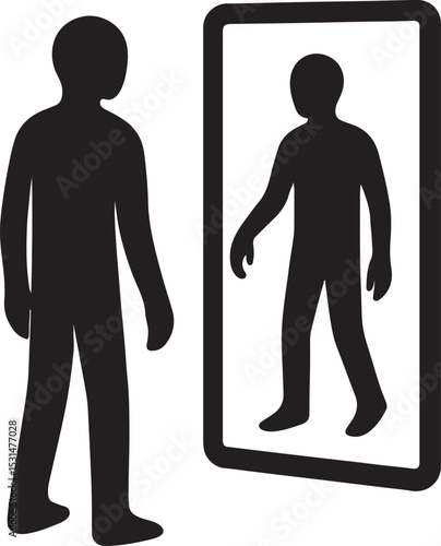 Mirror reflecting a silhouette’s shadow instead of its body.