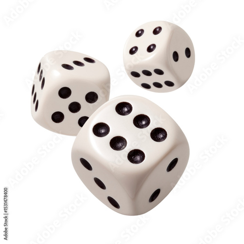 Photography Three dice in the air on a white background