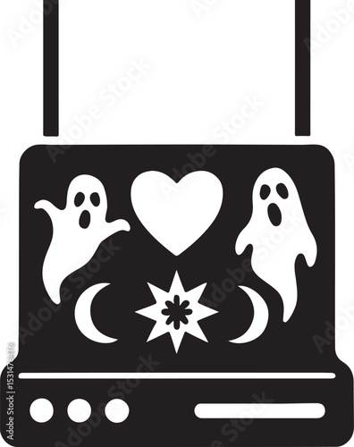 Dial-up internet modem as a haunted Ouija board.