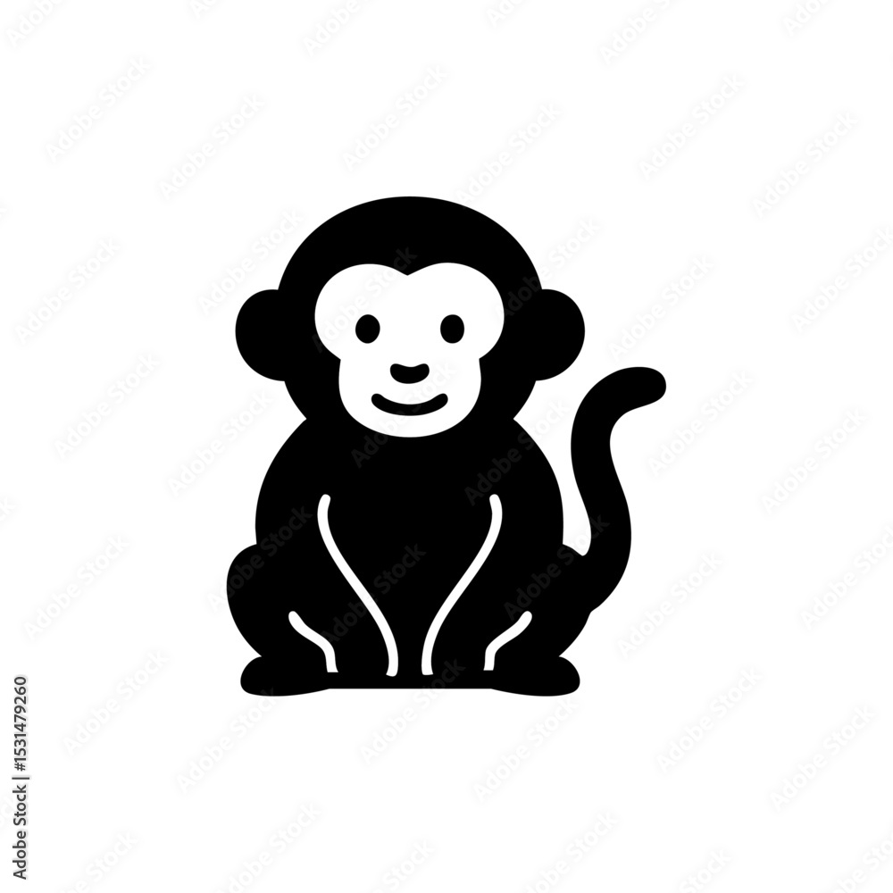 Obraz premium 干支・申（さる）のシルエット｜Zodiac Sign - Monkey Silhouette