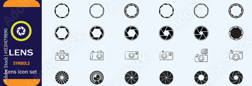 Different kinds of camera lens vector black and white