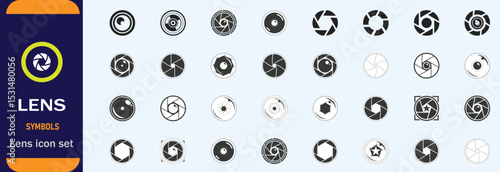 Different kinds of camera lens vector black and white