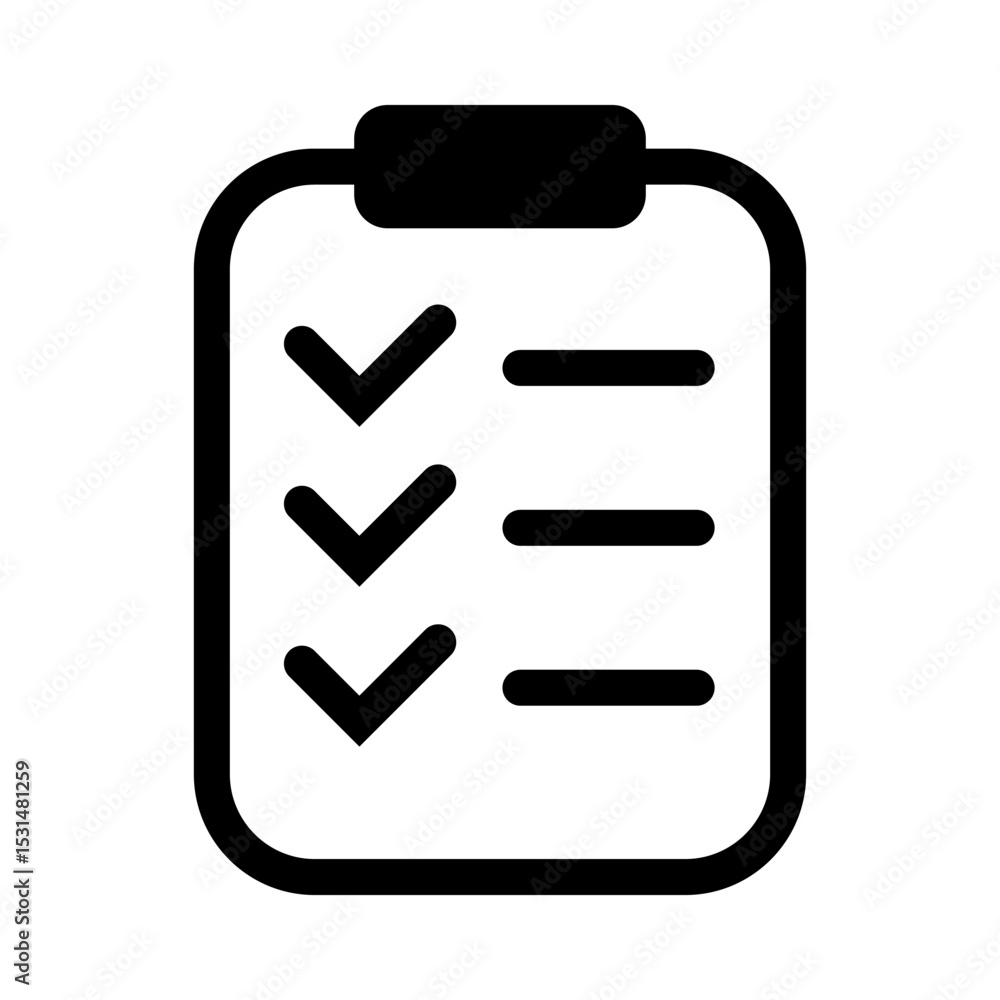 Clipboard icon. Checklist on clipboard icon. Clipboard icon. Checklist on clipboard icon.