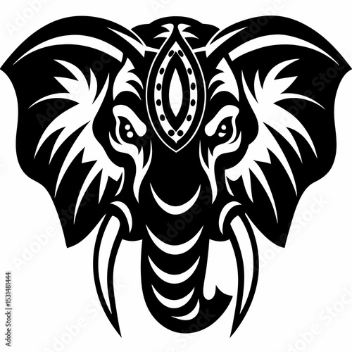 Enraged Elephant Head Tattoo Mascot Design