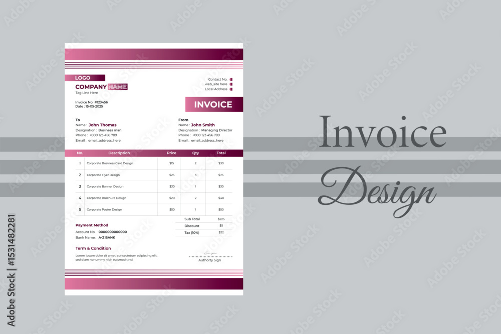 Obraz premium Creative invoice design vector template
