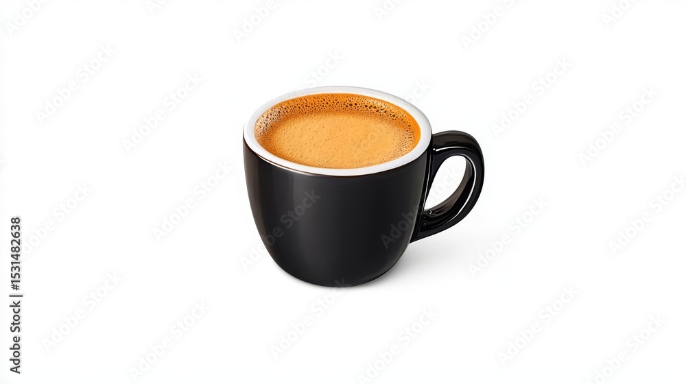 Fototapeta premium A sleek black cup filled with rich, aromatic coffee ready to energize your day.