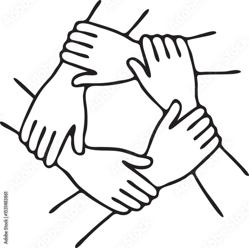 Team Building Connection Hands Circle Icon