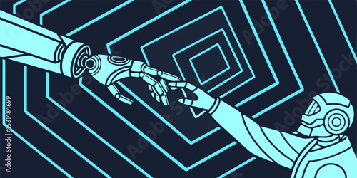 Futuristic Robotic Hands Touching - AI and Human Connection