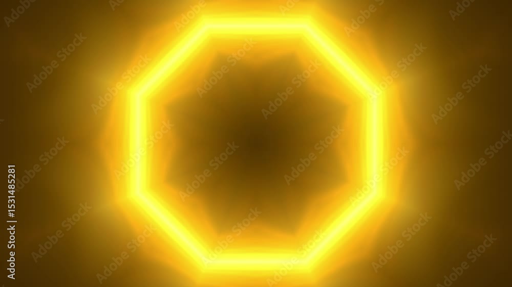 Yellow polygon draws a flower with light. Animation of an abstract frame on a dark background. Yellow polygon draws a flower with light. Animation of an abstract frame on a dark background.