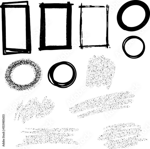 hand-painted , abstract drawing, clipart frames