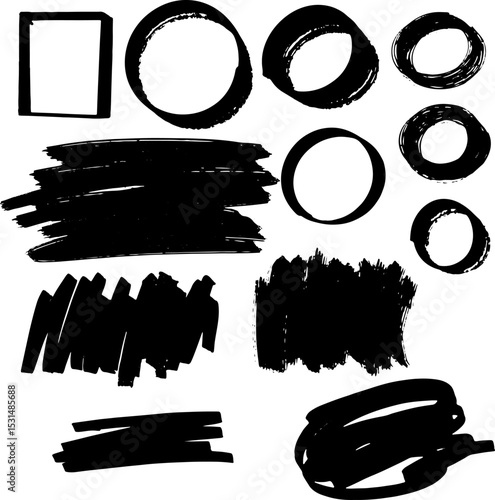 hand-painted , abstract drawing, clipart frames