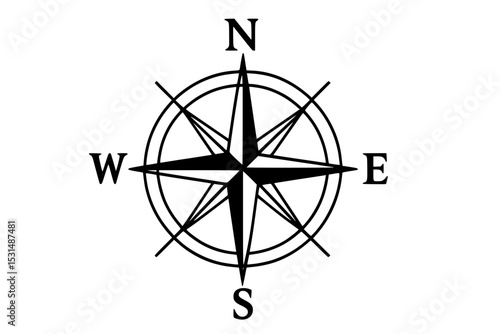 Compass Rose Minimal Vector Illustration