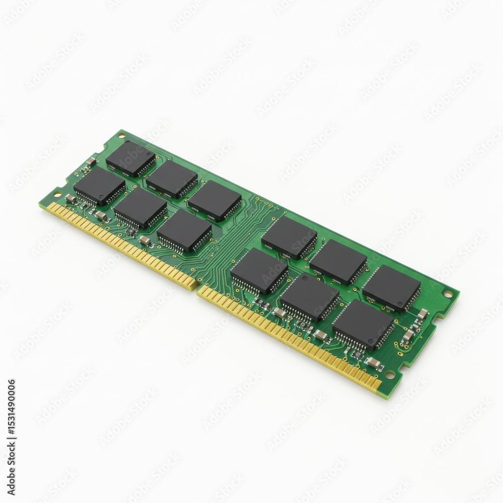 Green computer ram memory stick isolated on white background Green computer ram memory stick isolated on white background