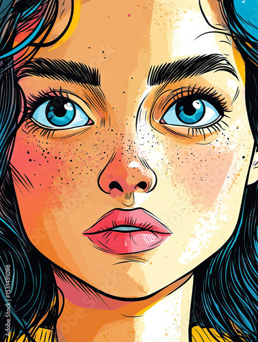 Illustrative Woman Face - Close Up