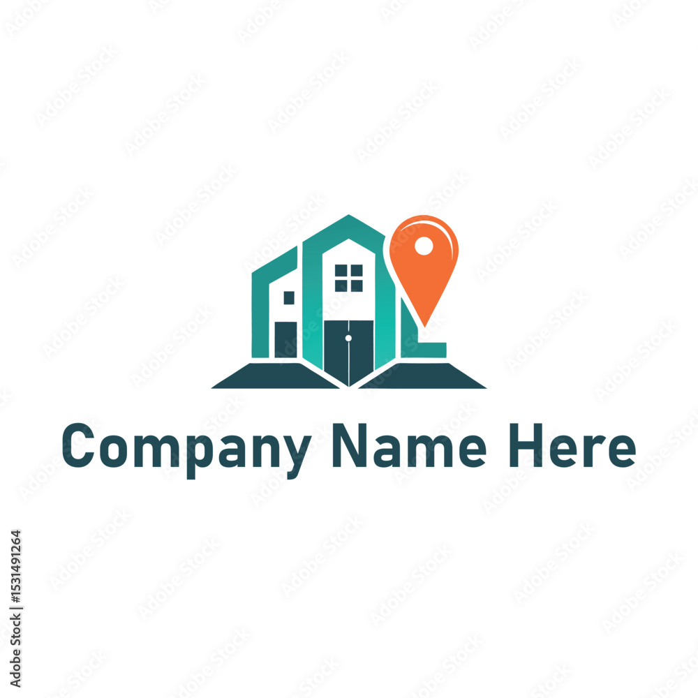 Fototapeta premium elegant-silhouette-of real estate logo with location
