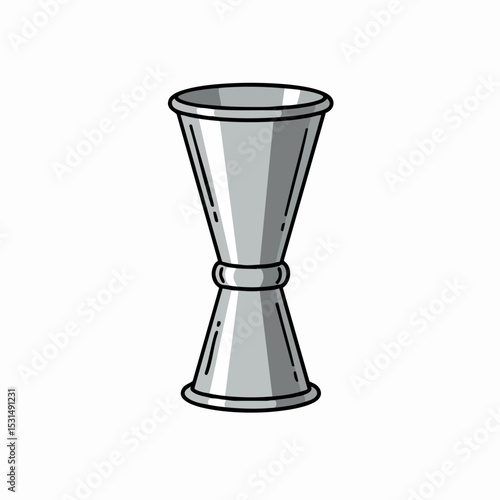 Silver Jigger Bartender Measuring Tool Illustration