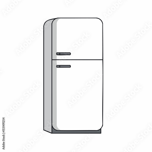 Modern White Refrigerator Kitchen Appliance Illustration
