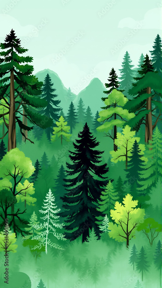 Fototapeta premium Image of mixed forest and hills