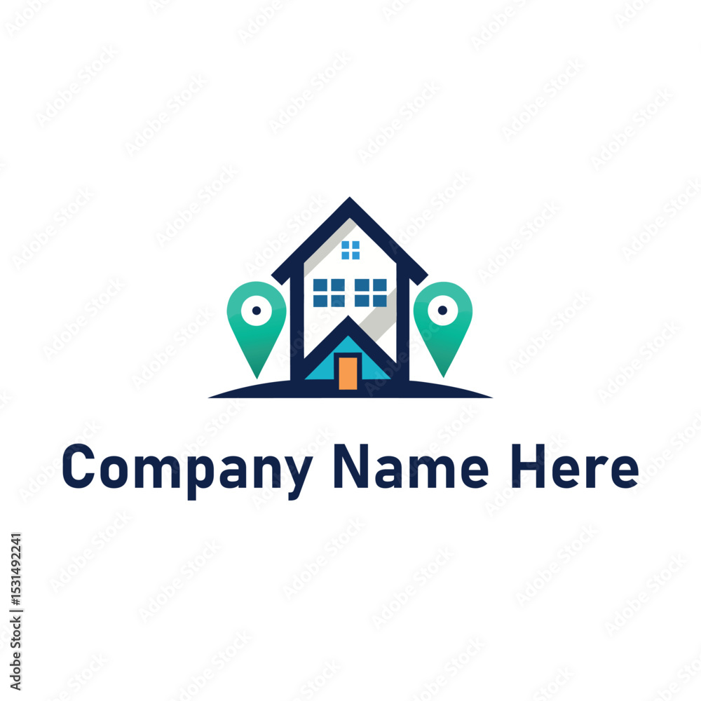 Fototapeta premium elegant-silhouette-of real estate logo with location