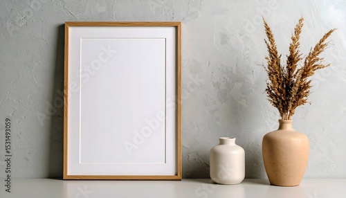 Framed Poster Mockup in Stucco Hallway. Interior Design Mockup