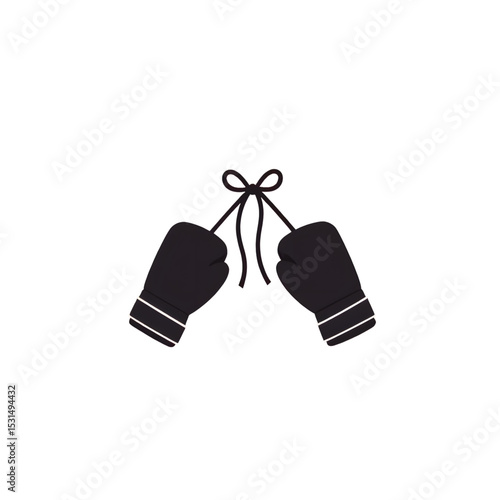 Black boxing gloves tied together with a bow  