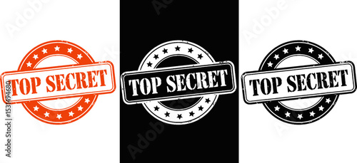 Illustration of a top secret stamp with stars on a beige background