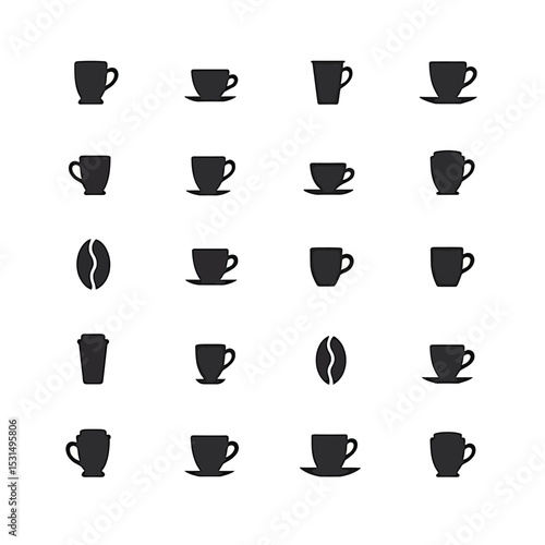 Wallpaper Mural Coffee cup silhouettes various styles mug espresso icons Torontodigital.ca