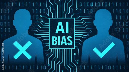 This image illustrates the concept of AI bias, depicting contrasting figures to symbolize the impact of biased algorithms in artificial intelligence development.